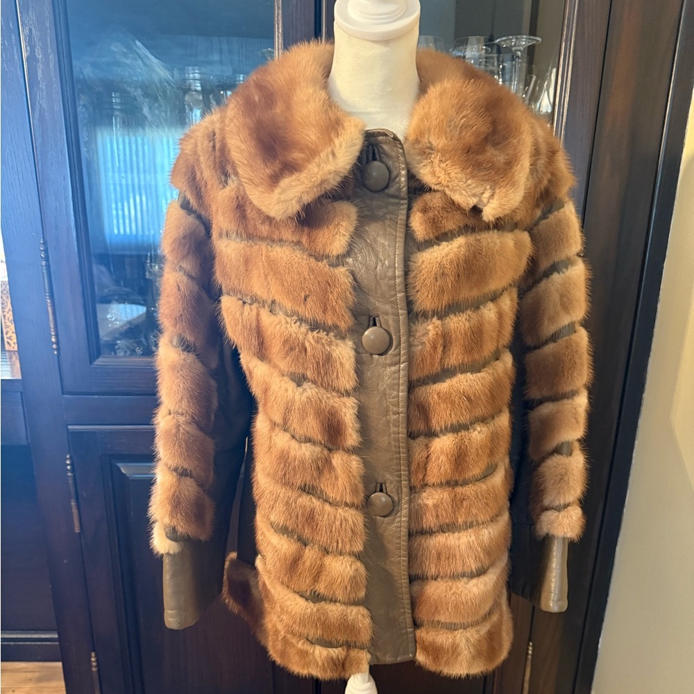 Vintage 1960s mink fur and leather jacket